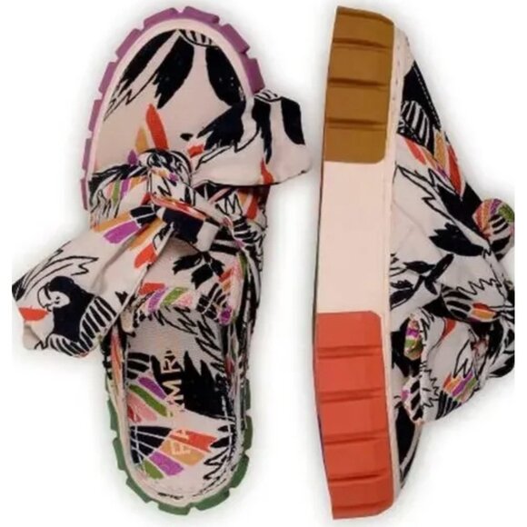 Farm Rio Bananatic Platform Mule Sneaker Bow Tie Size 7 New In Box - Picture 2 of 11